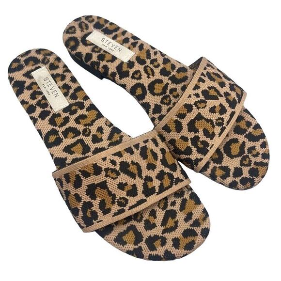 Steven Madden Sandals Womens 10 M Seala Slides Multicolor Cheetah Comfort - Picture 1 of 6